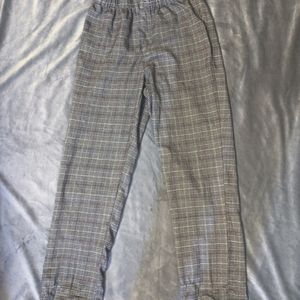 Grey Plaid high waisted kick flare pants bottoms